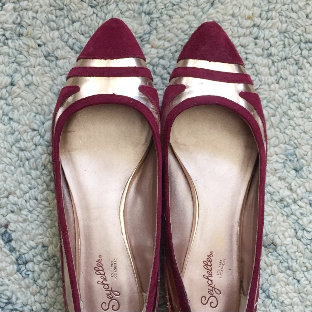 Seychelles Suede Burgundy Pointed Wedges